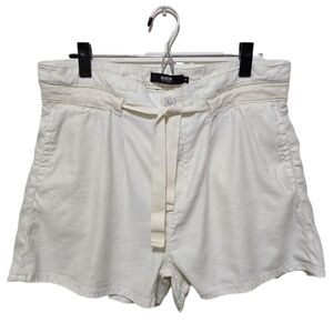 HUDSON High-Waist Paperbag Shorts Linen Blend Ivory Color Size 28